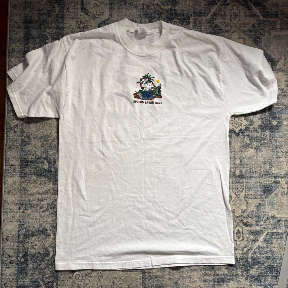 Jerzees Spring Break 2006 Mashup Cartoon T-Shirt Size XL White